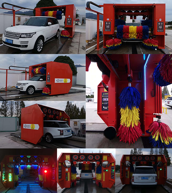 東陽(yáng)巍山殼牌加油站凱沃7刷龍門(mén)洗車設(shè)備調(diào)試現(xiàn)場(chǎng)……